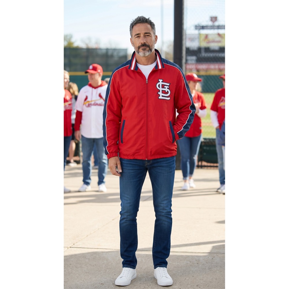 St Louis Cardinals MLB Track Jacket G-III Sports Carl Banks Red Mens Medium